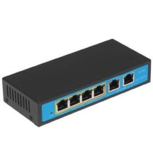ORIENT SWP-7504POE/2P, PoE коммутатор 4 порта, 4xPoE 100Mbps + 2xUplink 100Mbps, Bandwidth 1.2Gbps, PoE-A (1/2+,3/6-), IEEE802.3af/at, мощность до 96Вт, дальность 100 метров, внешний БП