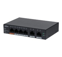 DAHUA DH-CS4006-4GT-60 4-портовый гигабитный PoE коммутатор с функцией облачного управления, 4xRJ45 100Mb, 2xRJ45 1Gb uplink, суммарно 60Вт, коммутация 12Гбит/с, МАС-таблица 8К
