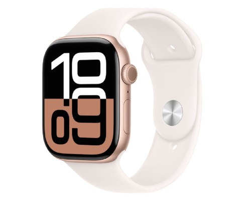 [Умные часы] Apple Watch Series 10 46mm Rose Gold Aluminium Case with Light Blush Sport Band - M/L (MWWU3LW/A)