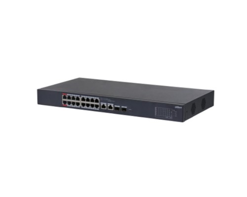 [Коммутаторы] DAHUA DH-CS4218-16ET-240 16-портовый PoE коммутатор L2 с функцией облачного управления, 16xRJ45 100Mb PoE, 2хКомбо SFP/RJ45 1Gb uplink, суммарно 240Вт, коммутация 7.2 Гбит/с, MAC-таблица 8К