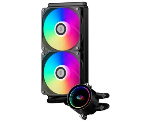 [Вентиляторы] Система охлаждения/ PCCooler DA240 ARGB BK (270W, 240mm, Black, ARGB/ Fans: 2x120mm, 73.6CFM, -dBA, 1800RPM/ Pump height 55mm, -dBA, 3000RPM, Rad thickness 27mm/ S: 1851, 1700, 1200, 20XX, 115X, AM5, 