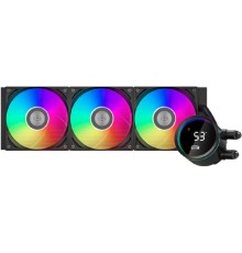 Система охлаждения/ PCCooler DA360 Pro ARGB Digital BK (300W, 360mm, LED temp., Black, ARGB/ Fans: 3x120mm, 75.8CFM, 33.7dBA, 2200RPM/ Pump height 57mm, 28dBA, 3000RPM, Rad thickness 27mm/ S: 1851, 17