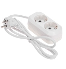 PROconnect (13-4202) Удлинитель 2 гнезда, 1,5м, 3х0,75мм?, с/з, белый