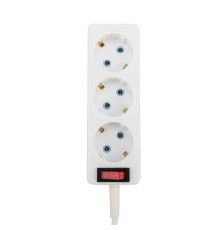 PROconnect (11-7205) Удлинитель 3 гнезда, 1,5м, 3х0,75мм?, с/з, с кнопкой, белый