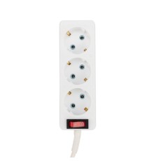 PROconnect (11-7210) Удлинитель 3 гнезда, 3м, 3х0,75мм?, с/з, с кнопкой, белый