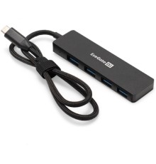 Exegate EX297631RUS USB-Хаб (концентратор) 4-в-1 ExeGate DUB-4C/3 (кабель-адаптер USB Type C --> 4xUSB3.0, Plug&Play, черный)