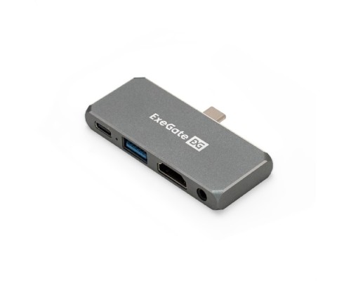 [USB-концентраторы] Exegate EX297633RUS Док-станция 5-в-1 ExeGate DUB-31C/PD/HA (кабель-адаптер USB Type-C --> 1xUSB3.0 + Type-C DATA (480MB/s) + PD 100W + HDMI 4K@30Hz + Audio, Plug&Play, подходит для iPad Pro и мобильн