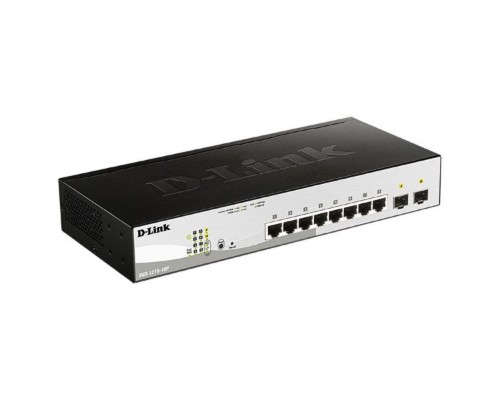 [Сетевое оборудование] D-Link DGS-1210-10P/FL2A Управляемый L2 коммутатор с 8 портами 10/100/1000Base-T и 2 портами 1000Base-X SFP (8 портов PoE 802.3af/at, PoE бюджет 65 Вт)