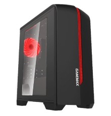 GameMax Корпус Centauri Black Red без БП (ATX,Черн.-кр,USB3.0, Зак.стекло, 1*120мм. RGB, пыл.фильтр)