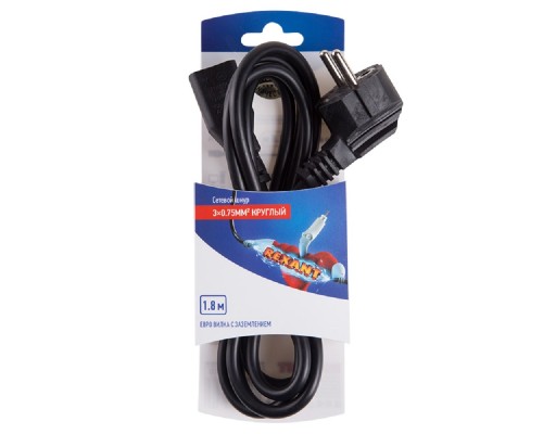 [Кабели USB и переходники] Rexant (06-3254) Шнур сетевой  Евро  3*0.75мм?  1.8М  (PE)  (с заземлением)  