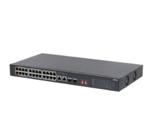 DAHUA DH-S3226-24ET-375 24-портовый неуправляемый коммутатор с РоЕ 24 RJ45 10/100Мбит/с (PoE/PoE+/Hi-PoE), 2  SFP/RJ45 10/100/1000Мбит/с (uplink); до 370Вт