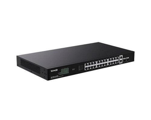 [Сетевое оборудование] TENDA TEG1128P-24-410W Коммутатор в стойку 26GE+2SFP Ethernet Switch With 24-Port PoE (PoE бюджет 370W)