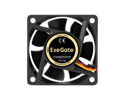 [Вентиляторы] Exegate EX297033RUS Вентилятор 12В DC ExeGate EX06025S3P (60x60x25 мм, Sleeve bearing (подшипник скольжения), 3pin, 3500RPM, 24dBA)