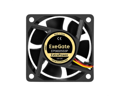 [Вентиляторы] Exegate EX297034RUS Вентилятор 12В DC ExeGate ExtraPower EP06025S3P (60x60x25 мм, Sleeve bearing (подшипник скольжения), 3pin, 4500RPM, 31dBA)