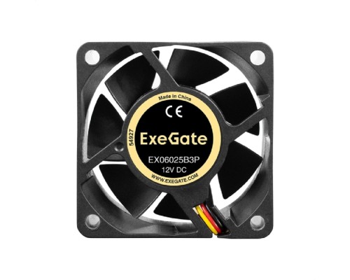 [Вентиляторы] Exegate EX297036RUS Вентилятор 12В DC ExeGate EX06025B3P (60x60x25 мм, 2-Ball (двойной шарикоподшипник), 3pin, 3500RPM, 25dBA)