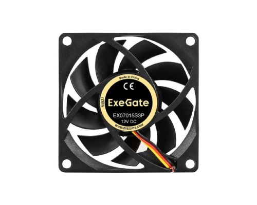 [Вентиляторы] Exegate EX297038RUS Вентилятор 12В DC ExeGate EX07015S3P (70x70x15 мм, Sleeve bearing (подшипник скольжения), 3pin, 3000RPM, 27dBA)