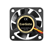 Exegate EX297063RUS Вентилятор 24В DC ExeGate EX04010S3P-24 (40x40x10 мм, Sleeve bearing (подшипник скольжения), 3pin, 7500RMP, 38,5dBA)