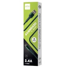PERFEO Кабель USB A вилка - Micro USB вилка, 2.4A, зеленый, длина 1 м., AVANGARD (U4023)