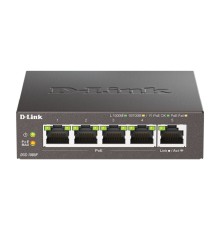 D-Link DGS-1005P/B3A Неуправляемый коммутатор с 5 портами 10/100/1000Base-T (4 порта PoE 802.3af/at, PoE-бюджет 60 Вт)
