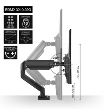 Exegate EX297362RUS Настольное крепление ExeGate EDM2-3210-22G (кронштейн для двух мониторов 15