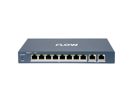 [Коммутаторы] iFLOW F-SW-EM410POE-VM/L L2, Смарт-управляемый, 8 портов, 2 uplink порта 1000М RJ45, 802.3af/at, бюджет PoE 60 Вт, облачное управление, VLAN, STP/RSTP loop prefention, PoE watchdog, поддержка режима п