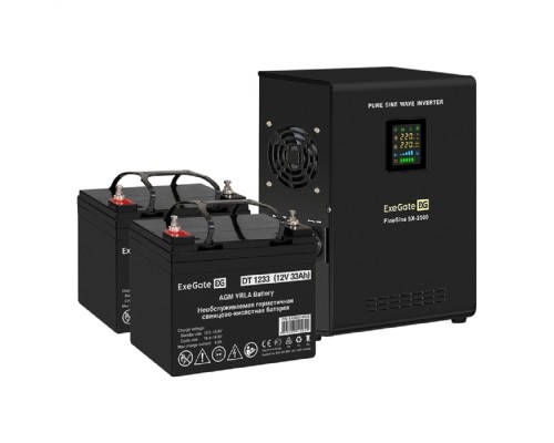 [ИБП (Комплекты)] Exegate EX296610RUS Комплект ИБП EX296002RUS + батарея 33Ач EX282974RUS 2шт (инвертор, синус, для котла, настенный) FineSine SX-2500.LCD.AVR.2SH <2500VA/1800W, чистая синусоида, цветной LCD-дисплей, A
