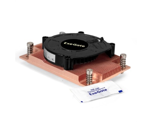 [Вентиляторы] Exegate EX297634RUS Кулер ESNK-P0062AP4v2.PWM.1U.SP3.Cu (радиальный (улитка), медный, 1U, LGA SP3, TDP 165W, PWM, 1100-6300RPM, 2 ball bearing, 4pin, 63db, на винтах, с термопастой, box