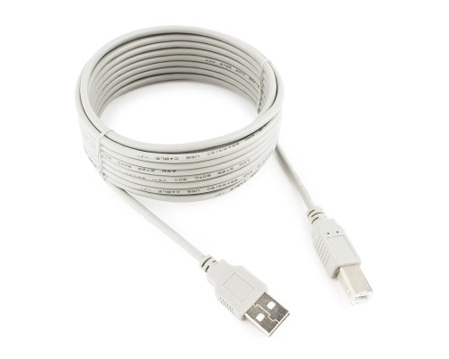 [кабели] Cablexpert Кабель USB2.0 AM/BM, медь, Pro, 4.5м, серый, пакет (CC-USB2-AMBM-15-N)