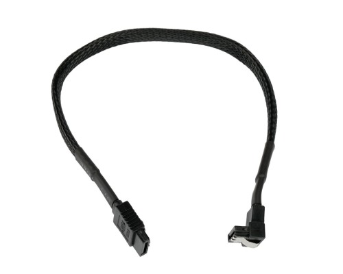 [кабели] Cablexpert Кабель интерфейсный SATA Sata3 7pin / 7pin, 30см, угловой, защелка, оплетка, черный,пакет (CC-SATAM-DATA90-BLBR-30CM)
