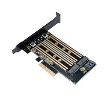 Gembird Адаптер для двух SSD M.2 (NVMe+SATA) в разъем PCI-e, коробка (MF-PCIE-NVME-SATA)