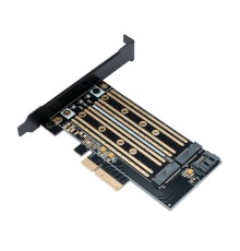Gembird Адаптер для двух SSD M.2 (NVMe+SATA) в разъем PCI-e, коробка (MF-PCIE-NVME-SATA)