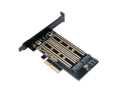 [переходник] Gembird Адаптер для двух SSD M.2 (NVMe+SATA) в разъем PCI-e, коробка (MF-PCIE-NVME-SATA)