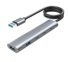 ORIENT CU-422A, разветвитель USB 3.2 Gen1 (5 Гбит/c), порты: 2xUSB-A + 1xUSB-C, 1 порт USB 2.0 USB-C, порт для доп.питания USB-C, алюм.корпус, кабель подключения USB Type-A, длина 1.2 метра (31334)