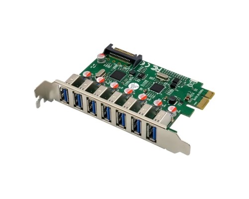 [Контроллер] ORIENT VA-3U7PE, Контроллер PCI-Ex1, USB 3.2 Gen1 (USB 3.0), скорость до 5 Гбит/с, 7-port ext, VIA VL805+VL812 chipset, разъем доп.питания, oem (31110)