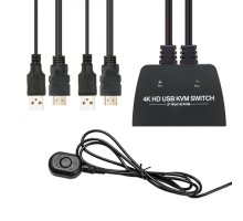 ORIENT HS21HC, HDMI KVM переключатель на 2 устройства, порты HDMI + 2xUSB (клавиатура+мышь) + 2xUSB 2.0, поддержка 4K@60Hz, встроенные кабели 2xHDMI+2xUSB2.0 1.2 метра, (33330)