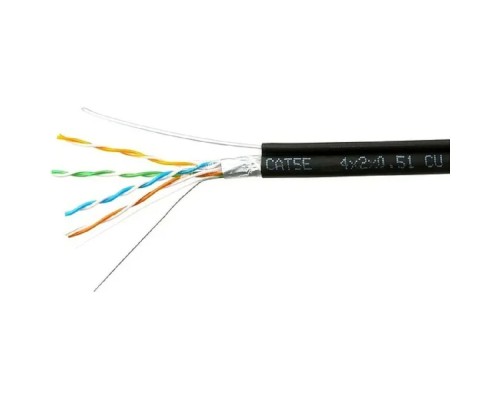 [Кабель] Cablexpert FPC-5051E-4-CU-OUTR/100 Кабель Cablexpert (RU) FTP outdoor 4x2x0.51 на тросу, медный, кат.5e, однож., 100м, box, черный
