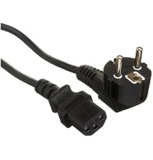 Exegate EX297783RUS Кабель питания Power PC-1P (Евровилка угловая Schuko->C13, VDE-250V-3*1.0mm2, медь, черный, 16A, 1м)