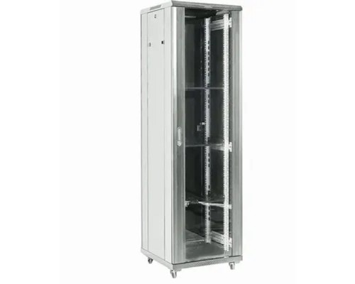 [Монтажные шкафы] Шкаф коммутационный Rexant (04-3266-211) напольный 32U 600x600мм пер.дв.стекл металл 2 бок.пан. направл.под винты 800кг серый 230град. IP20 сталь