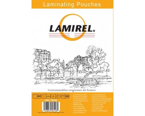 [Пленка] Пленка для ламинирования Fellowes 175мкм A4 (100шт) глянцевая Lamirel LA-7876501 (LA-78765/CRC-78765)