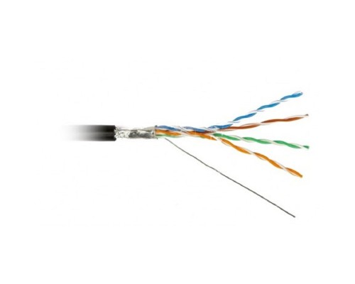 [Неэкранированная витая пара] Кабель информационный Hyperline FUTP4R-C5E-S24-OUT-PE-BK-500 кат.5E FTP 4 пары 24AWG PE внешний 500м черный