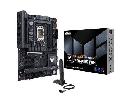 [Материнская плата] ASUS TUF GAMING Z890-PLUS WIFI (Socket 1851, ATX, 4xDDR5(192GB), DP/HDMI,1xPCIe 5.0x16/1xPCIe 4.0x16/1xPCIe 4.0x4, 2xPCIe 4.0x1, 1xLAN (2.5GbE), Wi-Fi, 4xSATA 6Gb/s, 4xM.2,1xType-C, 6xUSB 3)