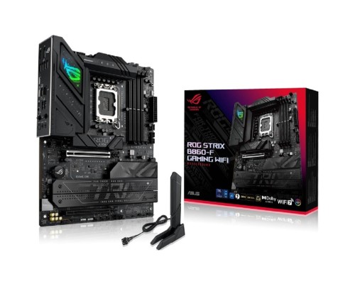 [Материнская плата] ASUS ROG STRIX B860-F GAMING WIFI (Socket 1851, ATX 4xDDR5(256GB), DP/ HDMI, 1xPCIe 5.0x16/1xPCIe 4.0x16, 1xLAN(2.5GbE), Wi-Fi, BT,Thunderbolt 4, 4xSATA 6Gb/s, 4xM.2, 2xType-C, 7xUSB 3.2)
