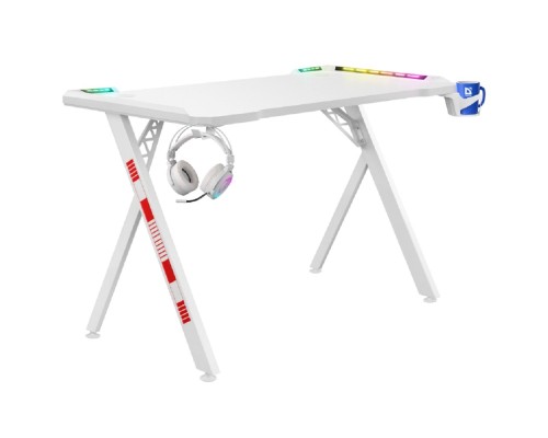 [Офисные кресла] Игровой компьютерный стол Foton RGB,подвес кружки+гарн., белый DEFENDER (64308)