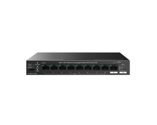 [Сетевое оборудование] TENDA TEG1110PF-8-120W Коммутатор неуправляемый PoE, 10 портов, 9x1 Гбит/с, SFP 1х1 Гбит/с, PoE 8х30 Вт (до 102 Вт), настольный