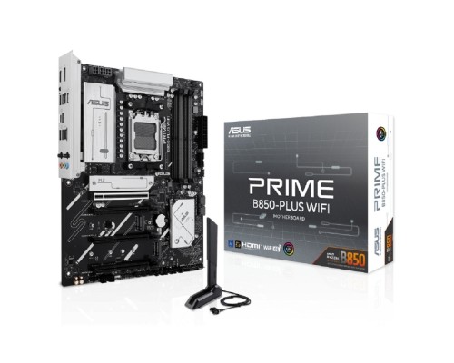 [Материнская плата] ASUS PRIME B850-PLUS WIFI (Socket AM5, ATX, 4xDDR5(256GB), DP/HDMI 1xPCIe 5.0x16/1xPCIe 4.0x16/2xPCIe 3.0x16, 1xLAN (2.5GbE), Wi-Fi, BT, 4xSATA 6Gb/s, 3xM.2, 1xType-C, 5xUSB 3.2, 2xUSB 2.0)