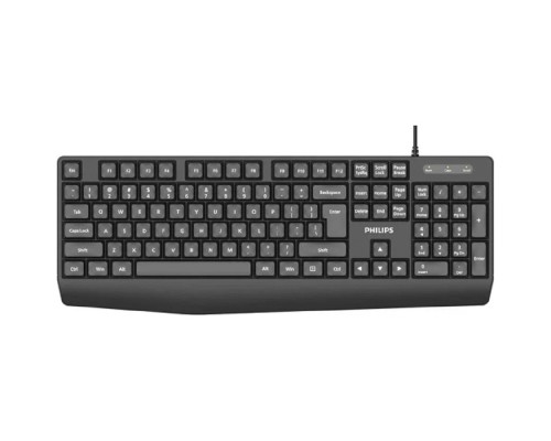 [Клавиатура] Philips Проводная Клавиатура SPK6237, USB 2.0 104 клав,  высокие кн., русская заводская раскладка, чёрный