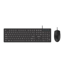 Philips Проводной Комплект  SPT6264, USB 2.0 104 клав/3 кнопки, 800-2400dpi, русская заводская раскладка, чёрный