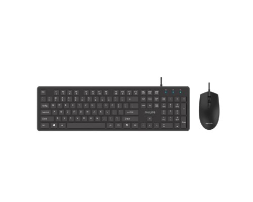 [Клавиатура] Philips Проводной Комплект  SPT6264, USB 2.0 104 клав/3 кнопки, 800-2400dpi, русская заводская раскладка, чёрный