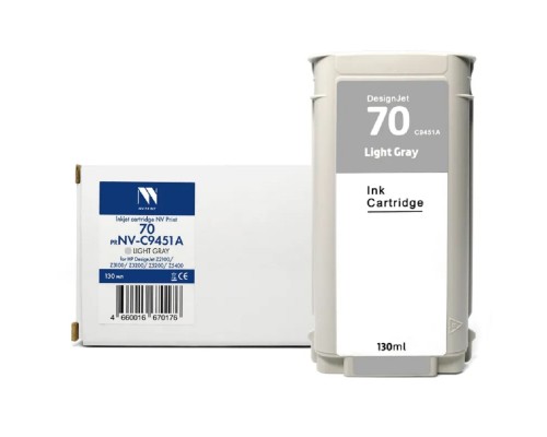 [Расходные материалы] Струйный картридж NVP 70 (NV-C9451A) Light Gray для HP DesignJet Z2100/Z3100/Z3200/Z5200/Z5400 (130 мл) совместимый