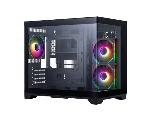[Корпус] 1STPLAYER MEGAVIEW MV6-TP ARGB Black / mATX / 3x120mm ARGB fans / MV6-TP-BK-2FC7R-1FC7